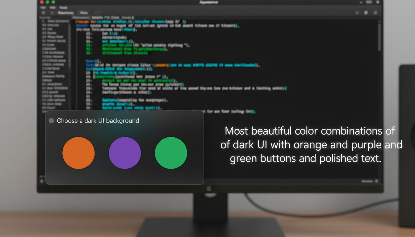 Realistic close-up of Ubuntu 24.04 desktop with dark UI background and vibrant orange, purple, and green buttons.