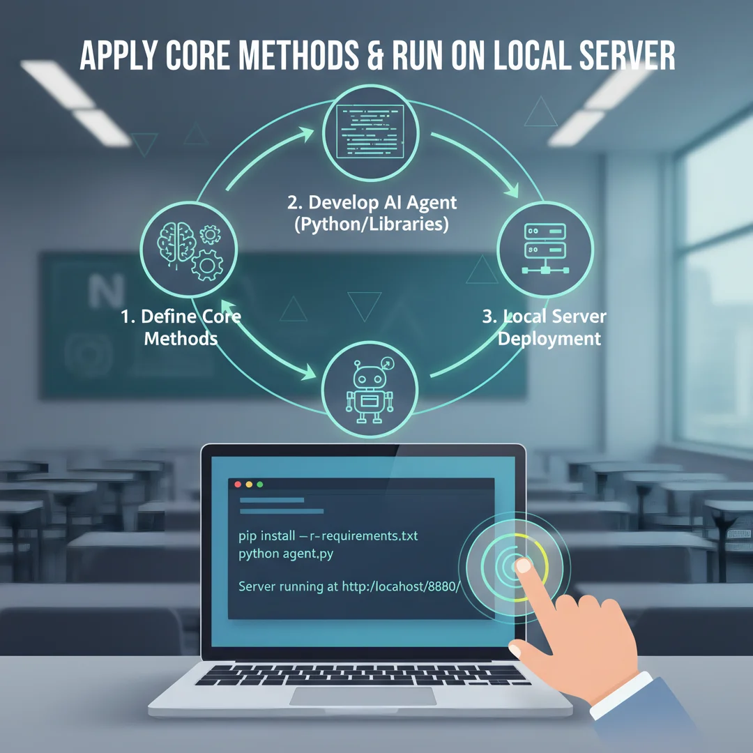Step 5: Illustration for step: Apply the core methods related to creat own ai agent and run on local server,